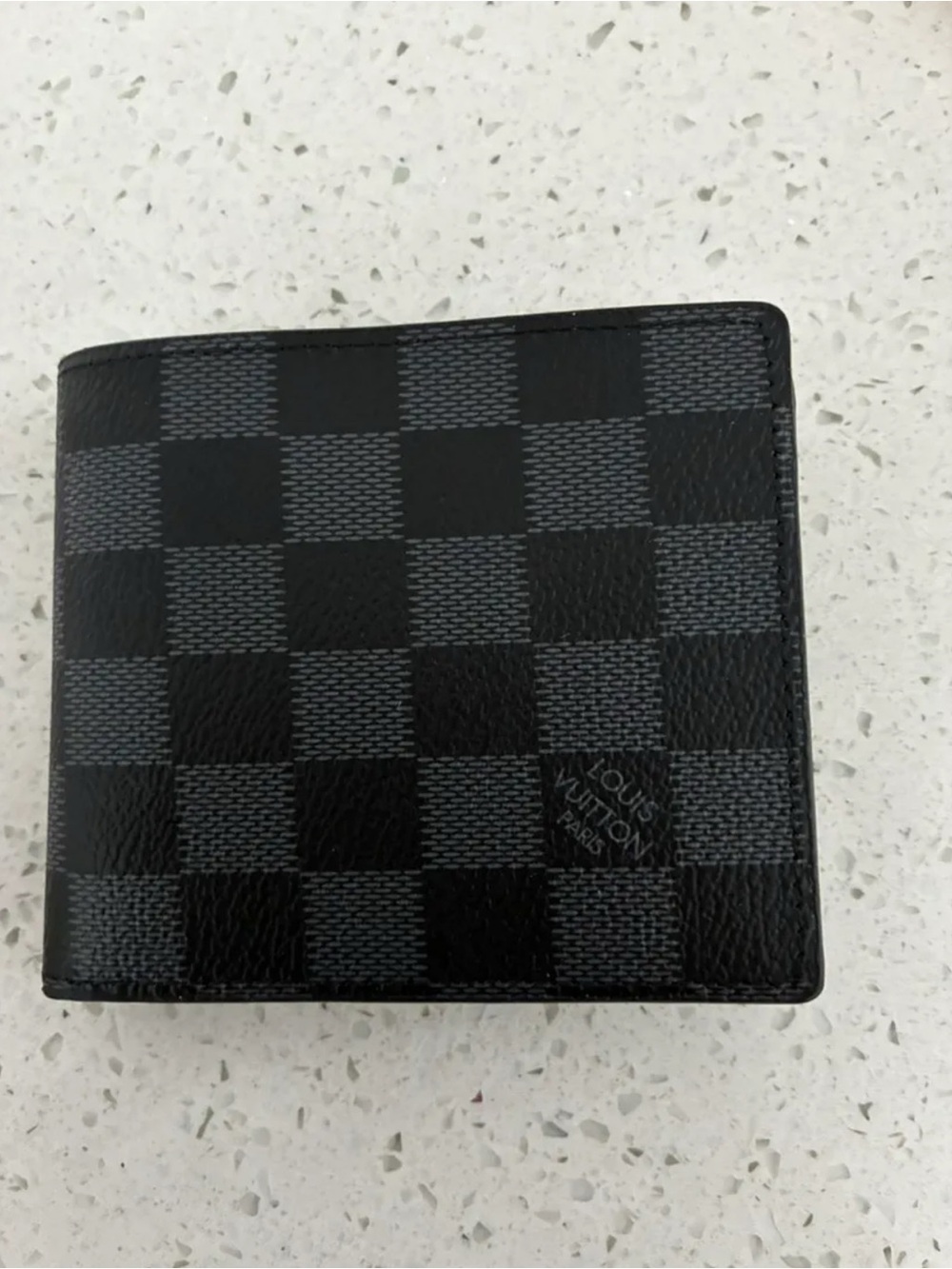 Mens Black and Gray Checkered Wallet